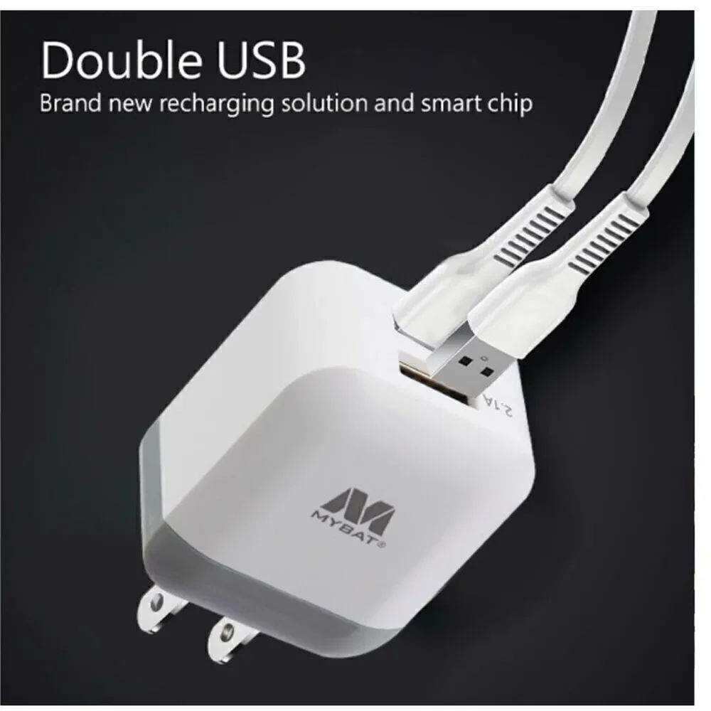 MyBat Dual USB Travel Charger Adapter(2.1A) - White NWT